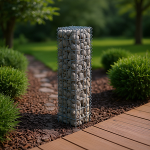 กำแพงกาเบียนเหล็กชุบสังกะสี ขนาด 7.87x7.87x39.4 นิ้ว พร้อมฝาปิด สำหรับจัดสวนและปูพื้นระเบียง - Product Image 2