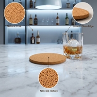 Sous-verres en liège naturel pour table basse, bar, résistants à la chaleur, antidérapants, absorbants, ensemble de sous-verres ronds pour la maison et le bureau