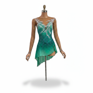 Girls Figure <b>Skating</b> <b>Dresses</b> Sheer Long Sleeve with Asymmetrical Skirt Custom <b>Ice</b> <b>Skating</b> Competition <b>Dress</b> for Women - Product Image 4