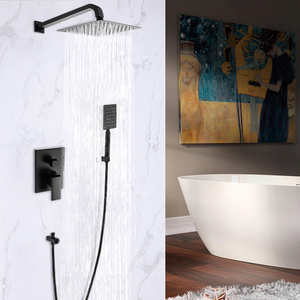 Ensembles de douche de salle de bain exposés muraux de style moderne douche de pluie chromée avec <span class=keywords><strong>douchette</strong></span> en laiton pour toutes les saisons - Product Image 4