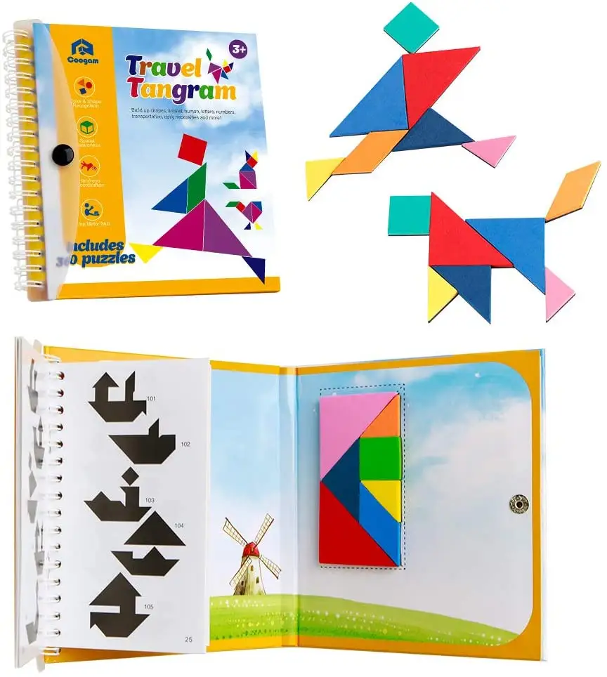 Magnetico viaggio Tangram puzzle di libro giochi IQ giocattoli Educativi per i bambini adulti 360 modelli