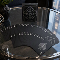 Cartes Oracle d'affirmation personnalisées bleu nuit avec feuille d'argent, boîte en papier, 52 cartes de luxe écologiques durables à coins arrondis pour la famille