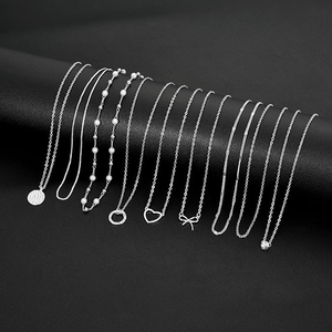 9 Uds collares chapados en plata mujeres amor corazón CZ círculo colgante Simple perla satélite cadena collar conjunto de joyería ajustable - Product Image 1