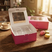 Boîte en papier pliable tendance Macaron avec fenêtre, écologique, avec laminage mat et revêtement UV pour gâteaux et desserts
