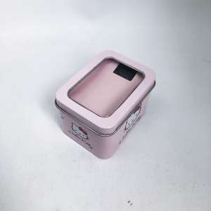 Directo de fábrica, tamaño pequeño, Hello Kitty, hojalata Rectangular, acabado mate de Metal, logotipo personalizado, caja de regalo de calidad, ventana para galletas - Product Image 3