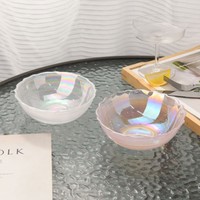 Set Piring Makan Mewah Berbingkai Emas Iridescent Nordik, Bentuk Tidak Beraturan, untuk Salad, Dapur, Pesta, Pernikahan, Elegan