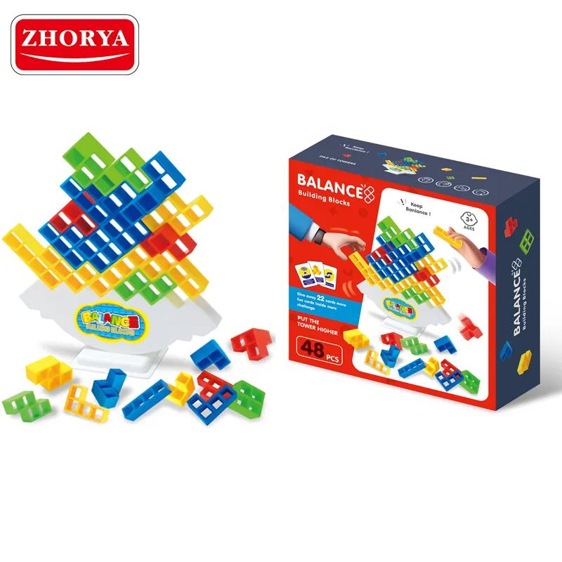 Zhorya 48pcs 3D Tetras Tower Balance Stapel blöcke Spiel bausteine Spielzeug für Kinder