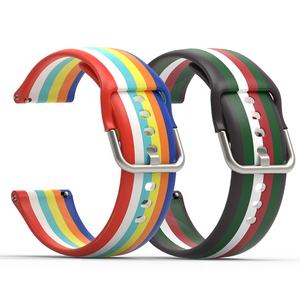 Bracelet en silicone 20mm pour <span class=keywords><strong>Samsung</strong></span> Galaxy Watch 4 <span class=keywords><strong>Classic</strong></span> 40/44mm 42/46mm Active 2 <span class=keywords><strong>Gear</strong></span> <span class=keywords><strong>S2</strong></span> Rainbow Strap pour Huawei gt 2 Amazfit bip - Product Image 2