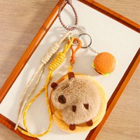 Porte-clés en peluche Capybara, breloque de sac à dos, porte-monnaie en forme de hamburger, étui pour écouteurs, pendentif au design original, petite série, logo personnalisé