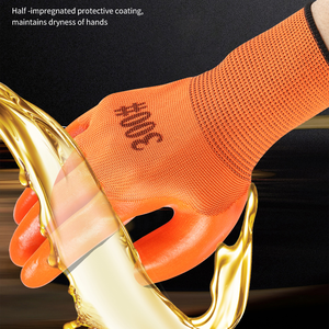 Guantes <span class=keywords><strong>de</strong></span> Seguridad Laboral Recubiertos <span class=keywords><strong>de</strong></span> PVC, Resistentes a Químicos, Impermeables, con Forro Polar Cálido y Resistentes al Desgaste, Sin Polvo - Product Image 2