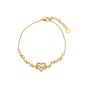 Fashion Charm <b>Bracelet</b> 316L Stainless Steel PVD Gold Plating Heart <b>Infinity</b> Design Women's Jewelry - Product Image 2