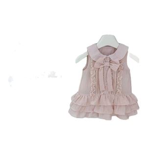 Robe d'été rose à volants et nœud pour filles, style princesse, tenue de fête mignonne pour enfants - Product Image 5