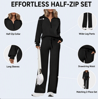 Ensemble deux pièces personnalisé pour femme : pull demi-zip et pantalon large, tenue décontractée, survêtement oversize, marque privée disponible