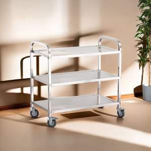 รถเข็นสแตนเลส Roo Wiac 3 ชั้น ขนาด 85x45x90 ซม. สำหรับจัดเก็บในครัว ใช้เสิร์ฟและจัดระเบียบ - Product Image 3