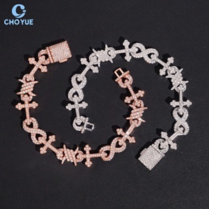 Hip Hop 925 Silver Cross Moissanite Chain <b>Bracelet</b> Rhodium Plated <b>Infinity</b> Style Link Unisex Luxury Everyday Wear - Product Image 5
