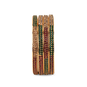Classic Metal Bangle with White Green and <b>Red</b> Stone Embellishment Elegant Kada <b>Bracelet</b> Traditional Indian Jewelry for Women - Product Image 2