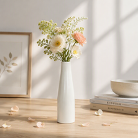 Vases décoratifs en céramique ARM LVG, style minimaliste nordique, lignes épurées, porcelaine blanche brillante allongée, motif floral