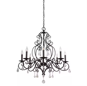 Décoration de maison élégante suspension d'extérieur noir fer métal cristal lustre Vintage pour salle à manger - Product Image 3