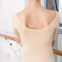 2025 MS00065 gros chair brillant Nylon Spandex à manches longues avec cordon de serrage avant justaucorps filles formation body Dancewear