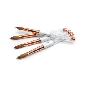 Pinceau à ongles plat en acrylique avec manche métallique taille 10, 100 % Kolinsky, tube plat, OEM, marque privée pour usage en salon - Product Image 1