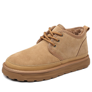 Men Winter Snow Boots <b>Ankle</b> High Round Toe Faux Suede Plush Lining Rubber Outsole Anti Slip Warm EVA Midsole - Product Image 5