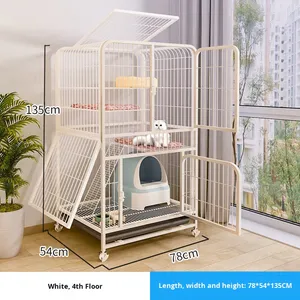 Металлическая трехслойная вилла для кошек, Современная клетка для кошек для домашнего использования, комнатная вилла для кошек, увеличенное свободное пространство, металлическая Строительная кнопка закрытия - Product Image 2