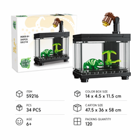Set de Bloques de Construcción de Terrario de Camaleón, Juguete de Construcción STEM, Ladrillos Educativos DIY, Kit de Modelo de Hábitat Animal, Regalo
