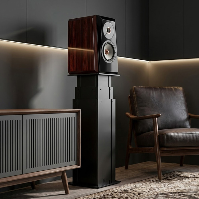 OEM ODM Customizable Motorized Speaker Stand White Black Metal Electric Lift Pillar Floor Mount for High-End Home Theater