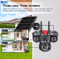 Cámara Solar Wifi para Exteriores de 12MP con Triple Lente, Detección Humanoide, Tarjeta SIM 4G, Cámara de Seguridad Solar de 360° con Visión Nocturna