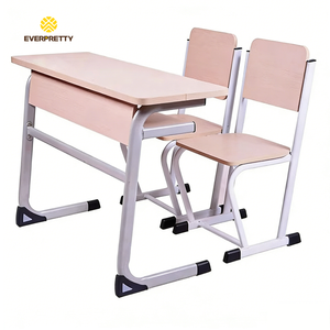 Ensemble de chaise et de bureau pour étudiants, design contemporain durable, mobilier scolaire, double siège, cadre en métal, ergonomie, écologique - Product Image 1