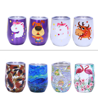 Verres à vin rose 12 oz en acier inoxydable, double paroi, isolation, gobelet à vin avec couvercle et paille, vente en gros
