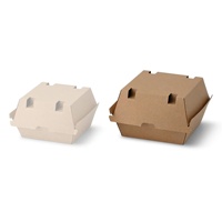 Boîtes à hamburgers en carton kraft 16,8x15,8x9,8 cm, résistantes à l'huile, jetables, pour la restauration rapide - Vente chaude