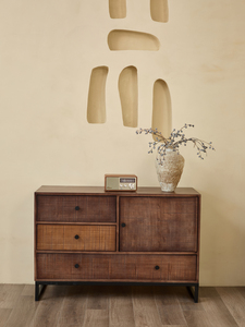 Commode américaine en bois massif, style moderne et luxueux, ancienne armoire de rangement pour salon, grande capacité, 4 tiroirs, pour la maison - Product Image 3