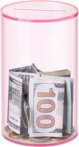 Tirelire ronde en acrylique transparent, boîte de rangement pour pièces de monnaie, pour adultes et enfants, cadeau d'anniversaire ou de fêtes - Product Image 3