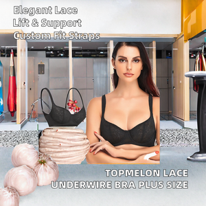 ท็อปเมลอน บราลูกไม้ถักลายแจ็คการ์ดแบบมีโครงบางพิเศษสำหรับฤดูร้อน โพลีเอสเตอร์ 100% คัพ BCDEF แผ่นรองถอดได้ รุ่น ML-YM-PB01M ไซส์พลัส - Product Image 2