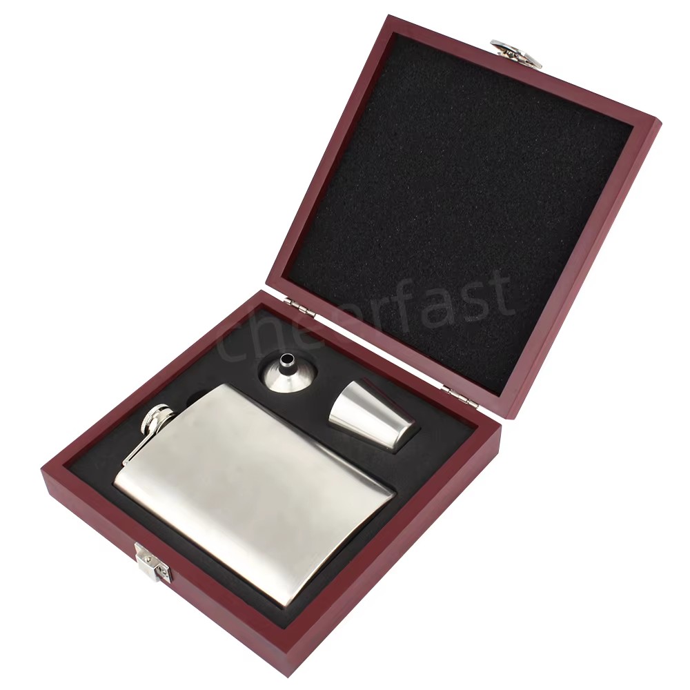 Set Regalo Fiaschetta in Scatola di Legno Rossa