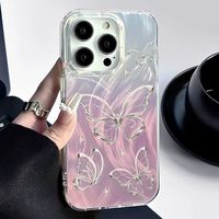 Coques de Téléphone Portable de Luxe à Motifs Papillons Scintillants pour iPhone 17 Air 16 15 Plus Pro Max 14 13 12 11 X – Coque Arrière Antichoc