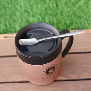 Stainless Steel Double Wall Vacuum Flask Office Coffee <b>Tea</b> <b>Thermos</b> Tumbler Cup With Handle and Spoon Travel Coffee Mug - Product Image 2