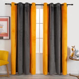 Tende oscuranti a due colori con isolamento termico per interni di eleganza gialla <span class=keywords><strong>tenda</strong></span> in velluto morbido per soggiorno - Product Image 1