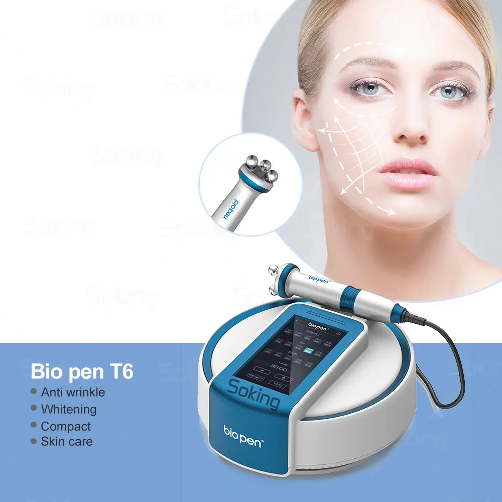 Neuankömmling RF EMS Mikrostrom-Gesichts gerät Hochfrequenz-Haut lifting Blaulicht Bio Pen T6 Beauty Device