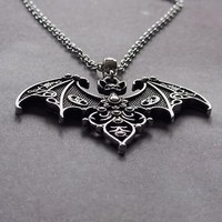 Collier Gothique Mystique en Forme de Chauve-Souris, Accessoires de Sorcière, Breloque Chauve-Souris, Ras-de-Cou pour Femme et Homme, Cadeaux d'Halloween en Gros