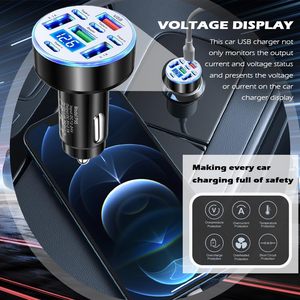 Cargador de Coche USB C Multipuerto con Pantalla LED de Voltaje, Adaptador de Carga Súper Rápida 8 en 1, Productos de Tendencia, Novedad 2026 - Product Image 2