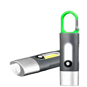 CB-835 Linterna LED COB pequeña Precio barato Resaltar Mosquetón recargable Antorcha Camping Linterna de plástico impermeable