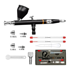 Kit aérographe double action 0,2 mm 0,5 mm à alimentation par gravité, portable, vitesse réglable, capacité du réservoir 7,0 cc - Product Image 1