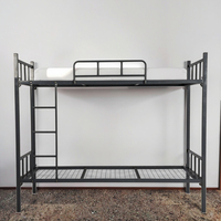 Lit double en métal moderne pour dortoir, école, appartement - Montage facile, lit pour adultes et étudiants