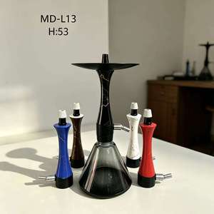 Modern Marble Finish <b>Hookah</b> Set Glass Base Black Dome Portable Water <b>Pipe</b> for Lounge and Home Use - Product Image 4