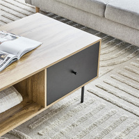 Table basse carrée industrielle moderne en bois avec deux tiroirs de rangement pour les meubles de salon à la maison