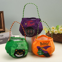 Bolsa de dulces de Halloween portátil, bordada con fantasmas y calabazas, ligera, para recuerdos de fiesta infantil y decoración