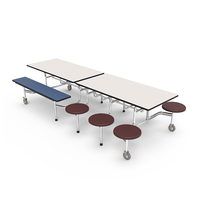 Ensemble de table et de chaises de salle à manger d'extérieur contemporaines et mobiles avec plateau en bois et structure en métal, 12 places, pour hôtel, restaurant, école