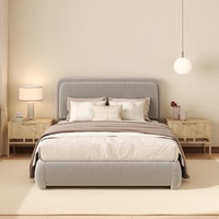 Ensemble de meubles de chambre à coucher de luxe haut de gamme avec cadre en bois, lit extra-large avec tête de lit haute